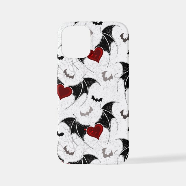 Halloween heart with black bat wings iPhone case (Back)