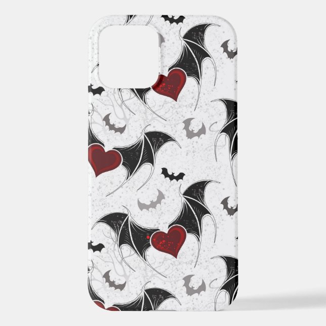 Halloween heart with black bat wings iPhone case (Back)