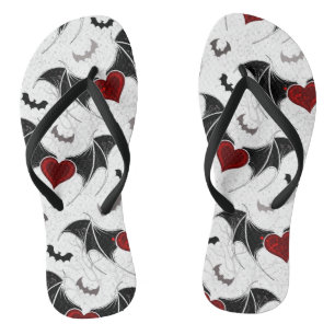 Halloween heart with black bat wings jandals