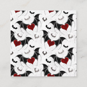 Halloween heart with black bat wings loyalty card
