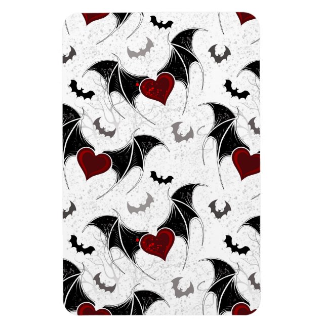 Halloween heart with black bat wings magnet (Vertical)