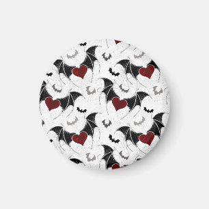 Halloween heart with black bat wings magnet