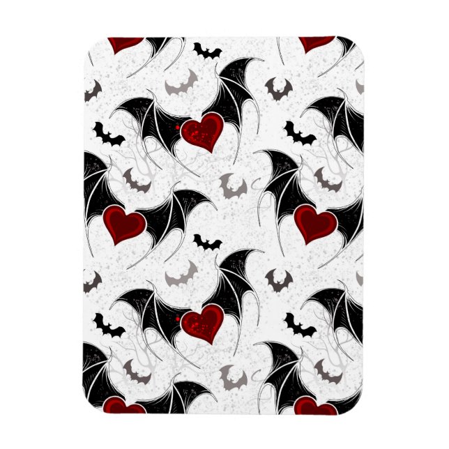 Halloween heart with black bat wings magnet (Vertical)