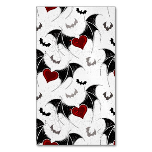 Halloween heart with black bat wings magnetic business card