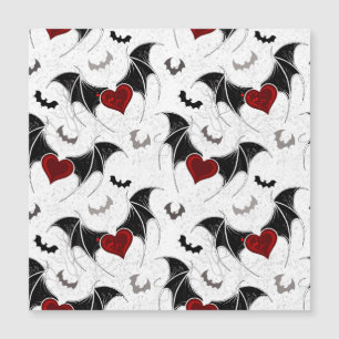 Halloween heart with black bat wings magnetic invitation