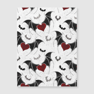 Halloween heart with black bat wings magnetic invitation
