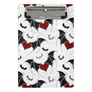 Halloween heart with black bat wings mini clipboard
