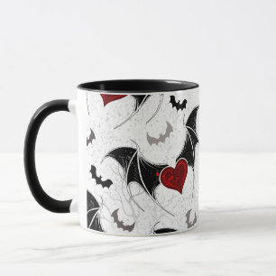 Halloween heart with black bat wings mug