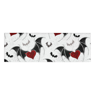 Halloween heart with black bat wings name tag