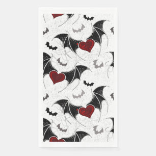 Halloween heart with black bat wings napkin