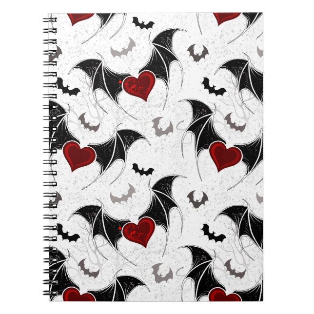 Halloween heart with black bat wings notebook (Front)