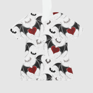 Halloween heart with black bat wings ornament