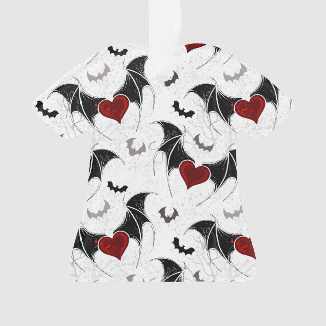 Halloween heart with black bat wings ornament (Front)