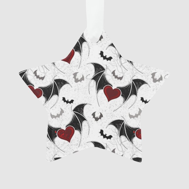 Halloween heart with black bat wings ornament (Front)