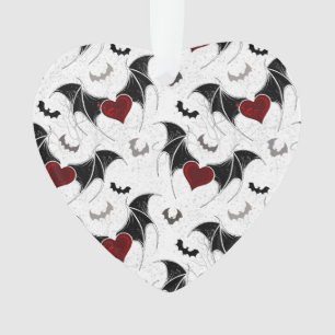Halloween heart with black bat wings ornament