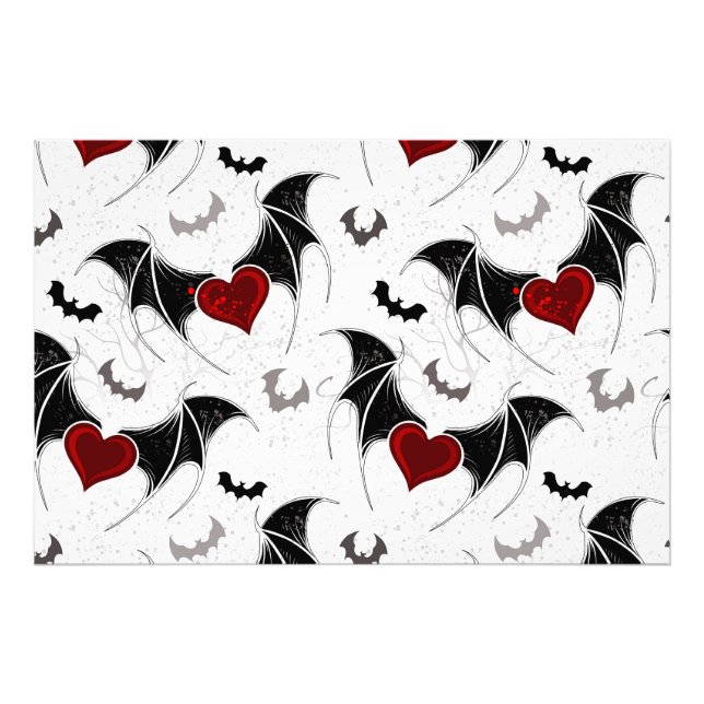 Halloween heart with black bat wings photo print (Front)