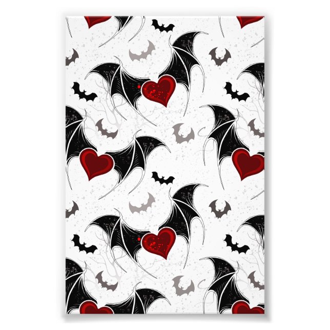 Halloween heart with black bat wings photo print (Front)