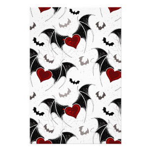 Halloween heart with black bat wings photo print