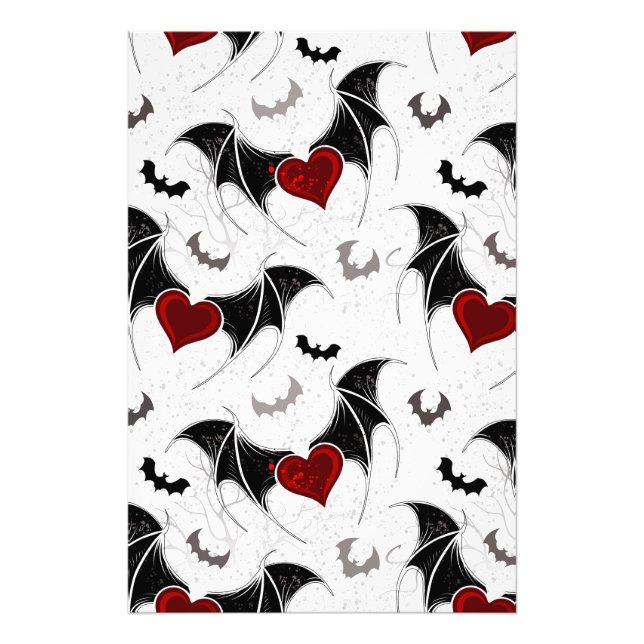 Halloween heart with black bat wings photo print (Front)