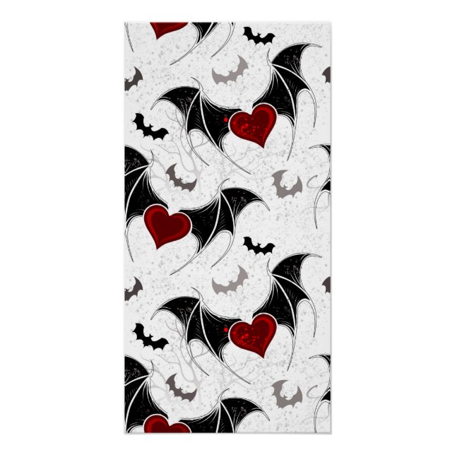 Halloween heart with black bat wings poster (Front)