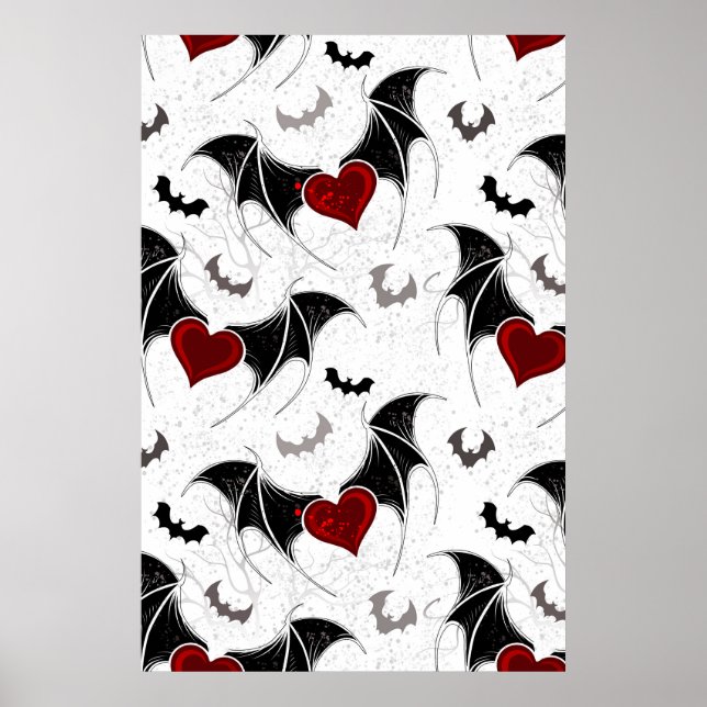 Halloween heart with black bat wings poster (Front)
