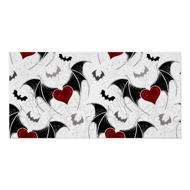 Halloween heart with black bat wings poster (Front)