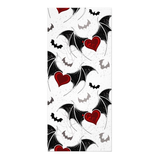 Halloween heart with black bat wings rack card (Front)