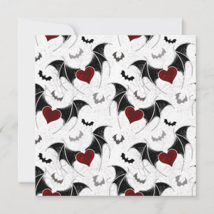 Halloween heart with black bat wings save the date