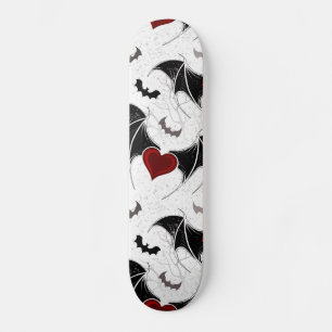 Halloween heart with black bat wings skateboard