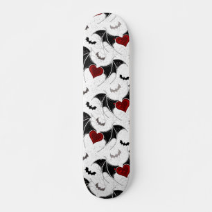 Halloween heart with black bat wings skateboard