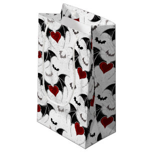 Halloween heart with black bat wings small gift bag