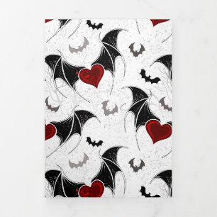 Halloween heart with black bat wings Tri-Fold card