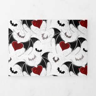Halloween heart with black bat wings Tri-Fold holiday card