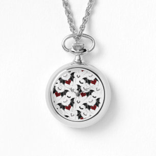 Halloween heart with black bat wings watch