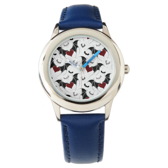 Halloween heart with black bat wings watch (Front)
