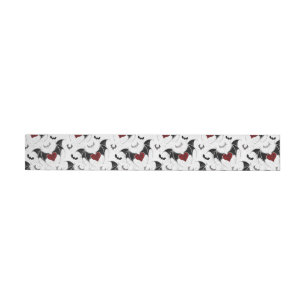 Halloween heart with black bat wings wrap around label