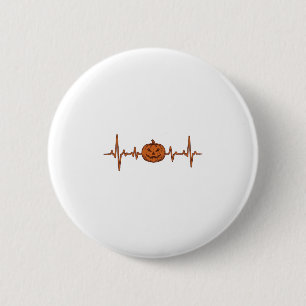 Halloween Heartbeat Pumpkin Vintage Vector Design_ 6 Cm Round Badge