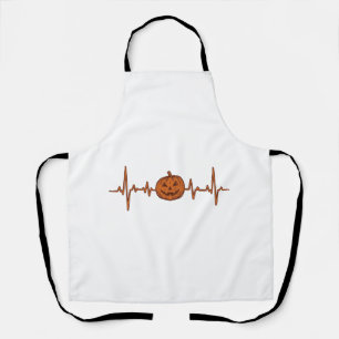 Halloween Heartbeat Pumpkin Vintage Vector Design_ Apron