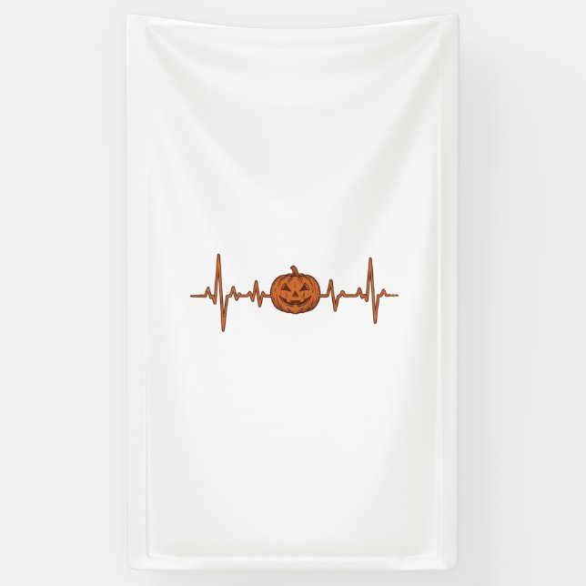 Halloween Heartbeat Pumpkin Vintage Vector Design_ Banner (Vertical)