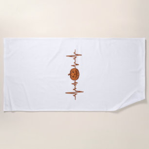 Halloween Heartbeat Pumpkin Vintage Vector Design_ Beach Towel