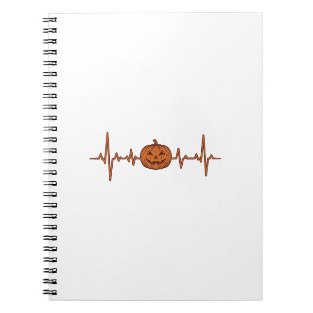 Halloween Heartbeat Pumpkin Vintage Vector Design_ Notebook (Front)