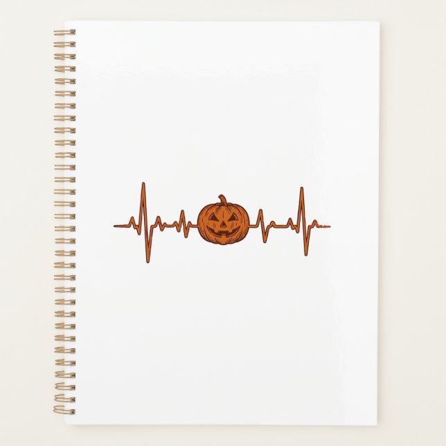 Halloween Heartbeat Pumpkin Vintage Vector Design_ Planner (Front)