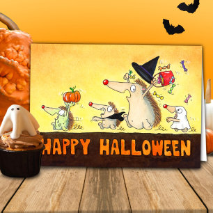Halloween Hedgehogs Greeting Card