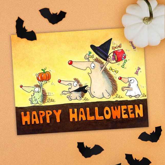 Halloween Hedgehogs  Postcard (Creator Uploaded)