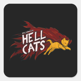 Halloween Hellcats Square Sticker