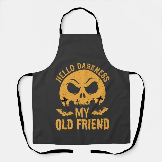 Halloween Hello Darkness Graveyard Moon Apron (Front)