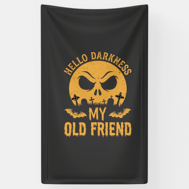 Halloween Hello Darkness Graveyard Moon Banner (Vertical)