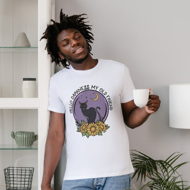 HALLOWEEN HELLO DARKNESS MY OLD FRIEND BLACK CAT T-Shirt (Creator Uploaded)