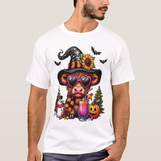 Halloween Highland Cow 2 T-Shirt (Front)