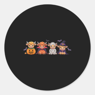 Halloween Highland Cow Classic Round Sticker